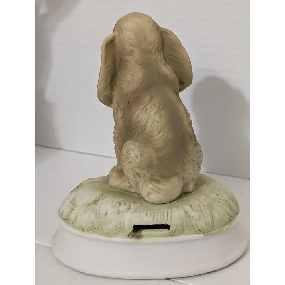 Vintage Gorham Cocker Spaniel Puppy Porcelain Music Box Japan